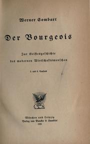 Cover of: Der Bourgeois: zur Geistesgeschichte des modernen Wirtschaftsmenschen