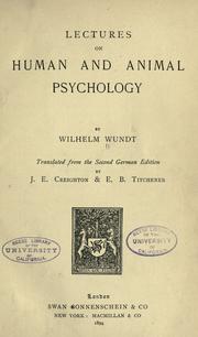 Lectures on human and animal psychology by Wilhelm Max Wundt