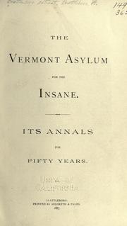 Cover of: The Vermont asylum for the insane