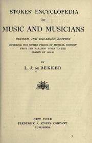Cover of: Stokes' encyclopedia of music and musicians by Leander Jan De Bekker