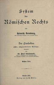 Cover of: System des römischen Rechts.: Der Pandekten 8. umgearb. Aufl., bearb. von Paul Sokolowski.