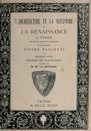 Cover of: L' architecture et la sculpture de la renaissance à Venise by Pietro Paoletti
