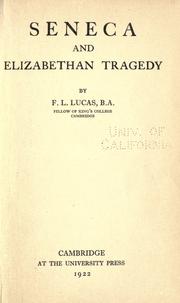Cover of: Seneca and Elizabethan tragedy