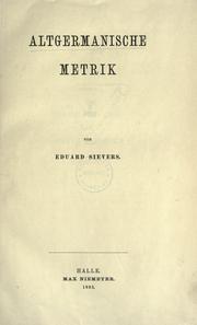 Cover of: Altgermanische Metrik