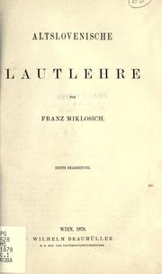 Cover of: Altslovenische Lautlehre