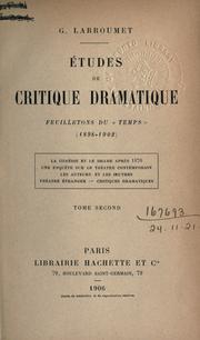 Cover of: Études de critique dramatique, feuilletons du "Temps", 1898-1902.