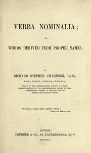 Cover of: Verba nominalia: or, Words derived from proper names.