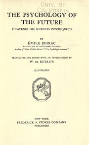 Cover of: The psychology of the future by Émile Boirac