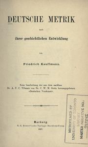 Cover of: Deutsche Metrik nach ihrer geschichtlichen Entwicklung