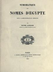Cover of: Numismatique des nomes d'Egypte sous l'administration romaine.