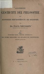 Cover of: Allgemeine Geschichte der Philosophie, mit besonderer Berücksichtigung der Religionen.