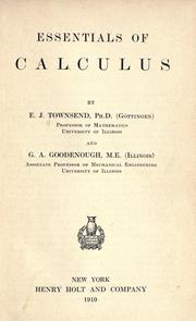 Cover of: Essentials of calculus
