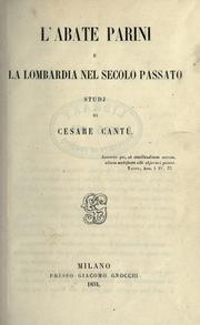 Cover of: abate Parini e la Lombardia nel secolo passato.