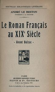 Cover of: Le roman français au 19 siècle, avant Balzac.