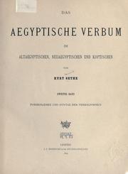 Cover of: aegyptische Verbum im altaegyptischen neuaegyptischen und koptischen