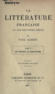 Cover of: littérature française au dix-neuvieme siecle.