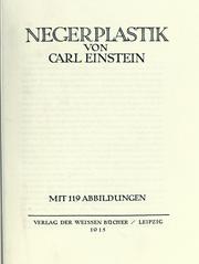 Cover of: Negerplastik by Carl Einstein