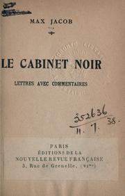 Cover of: cabinet noir: lettres avec commentaires.