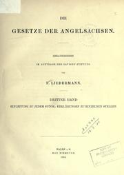 Cover of: Die Gesetze der Angelsachsen by F. Liebermann