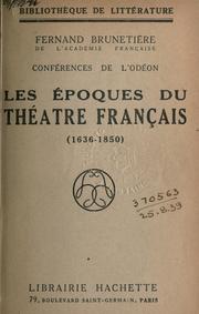 Cover of: époques du théatre français, 1636-1850.