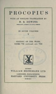 Cover of: Procopius, with an English translation by H.B. Dewing