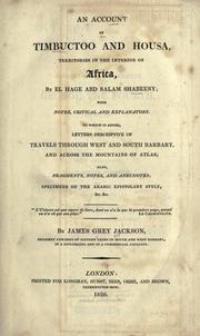 An account of Timbuctoo and Housa by James Grey Jackson