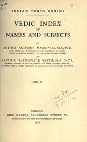 Vedic index of names and subjects by Arthur Anthony Macdonell