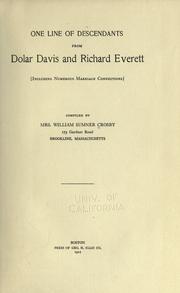 Cover of: One line of descendants from Dolar Davis and Richard Everett by Eleanor Francis Davis Crosby
