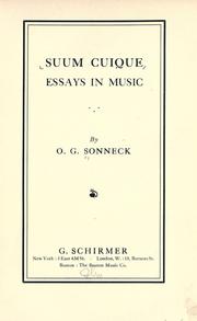 Cover of: Suum cuique: essays in music