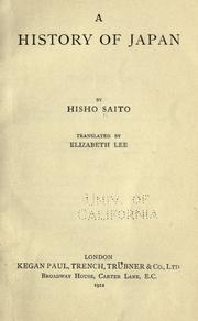 Cover of: A history of Japan. by Hisho Saito