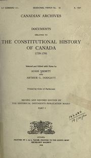 Cover of: Documents relating to the constitutional history of Canada, 1759-1791 by Public Archives of Canada.