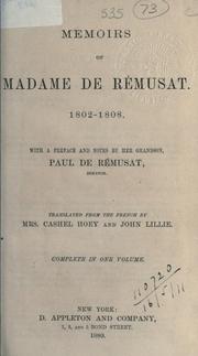 Cover of: Memoirs, 1802-1808