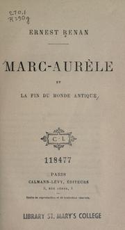Cover of: Marc-Aurèle et la fin du monde antique by Ernest Renan