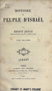 Cover of: Histoire du peuple d'Israël by Ernest Renan