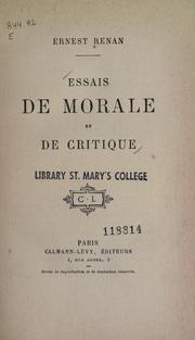 Cover of: Essais de morale et de critique by Ernest Renan