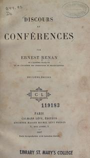 Cover of: Discours et conférences by Ernest Renan