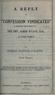 Cover of: reply to "Confession vindicated" (a lecture delivered by the Rev. James M'Cave, D.D. (a Roman priest))