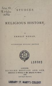 Cover of: Studies in religious history by Ernest Renan