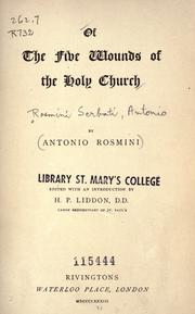 Cover of: Of the five wounds of the Holy Church by Antonio Rosmini