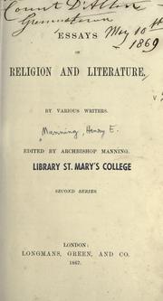 Cover of: Essays on religion and literature