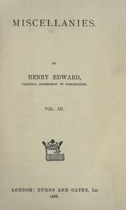 Cover of: Miscellanies by Henry Edward Manning