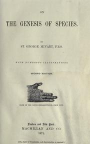 Cover of: On the genesis of species by St. George Jackson Mivart