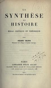 Cover of: synthèse en histoire: essai critique et théorique.