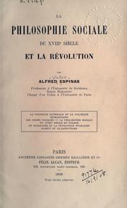 Cover of: philosophie sociale du XVIIIe siècle et la Révolution.