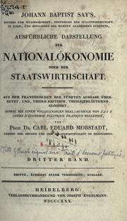 Cover of: Ausführliche Darstellung der Nationalökonomie oder der Staatswirthschaft