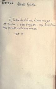 Cover of: L' individualisme économique et social by Albert Schatz