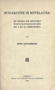 Cover of: Hungersnöte im Mittelalter by Fritz Curschmann