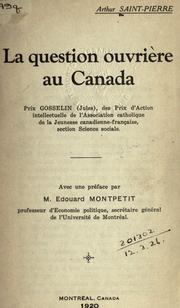 Cover of: question ouvière au Canada
