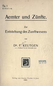Cover of: Aemter und zünfte.: Zur entstehung des zunftwesens
