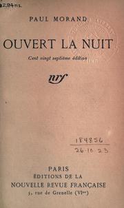 Cover of: Ouvert la nuit.